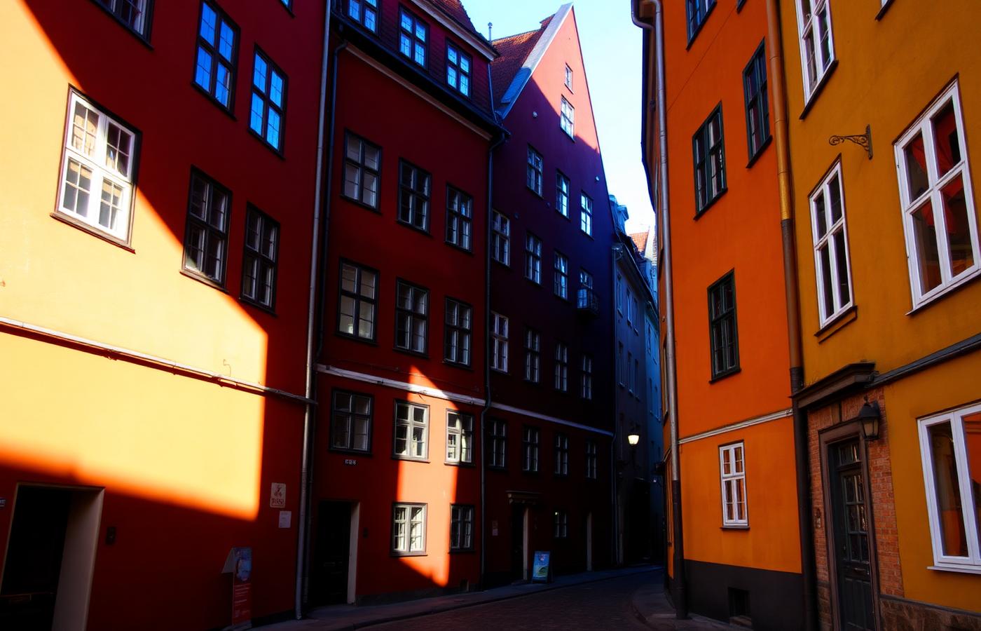 Stockholm - kontorsfasad i kvällsljus